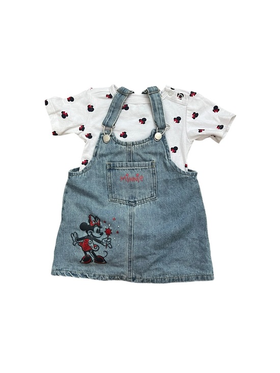 Disney Other - Disney light blue denim overall dress with Minnie Mouse 12m